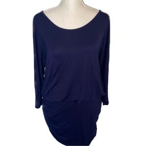 Venus navy 3/4 sleeve dress - ruched at the hips
